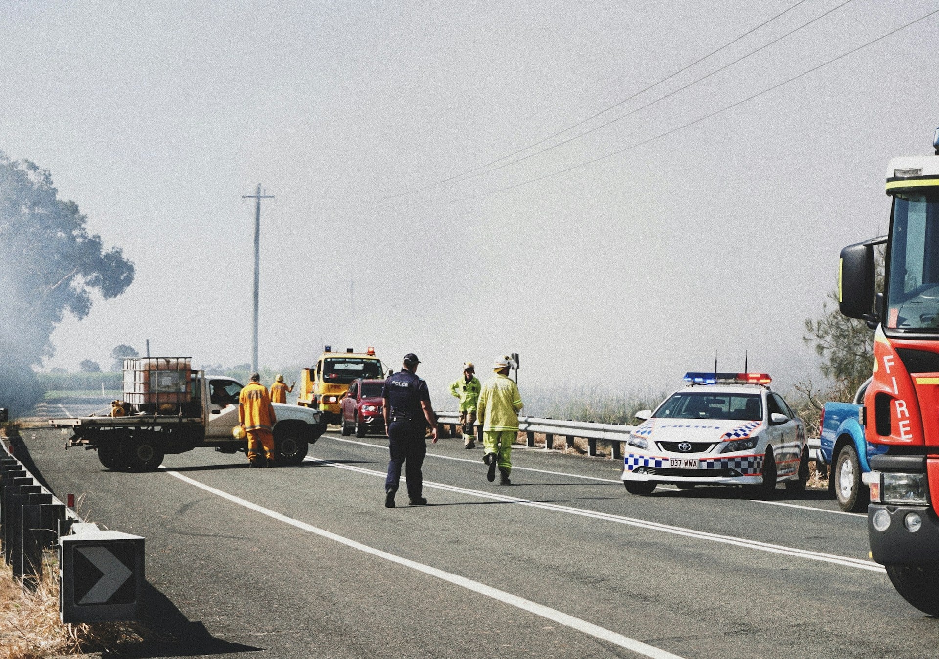 First responders at an emergency scene representing single-event trauma